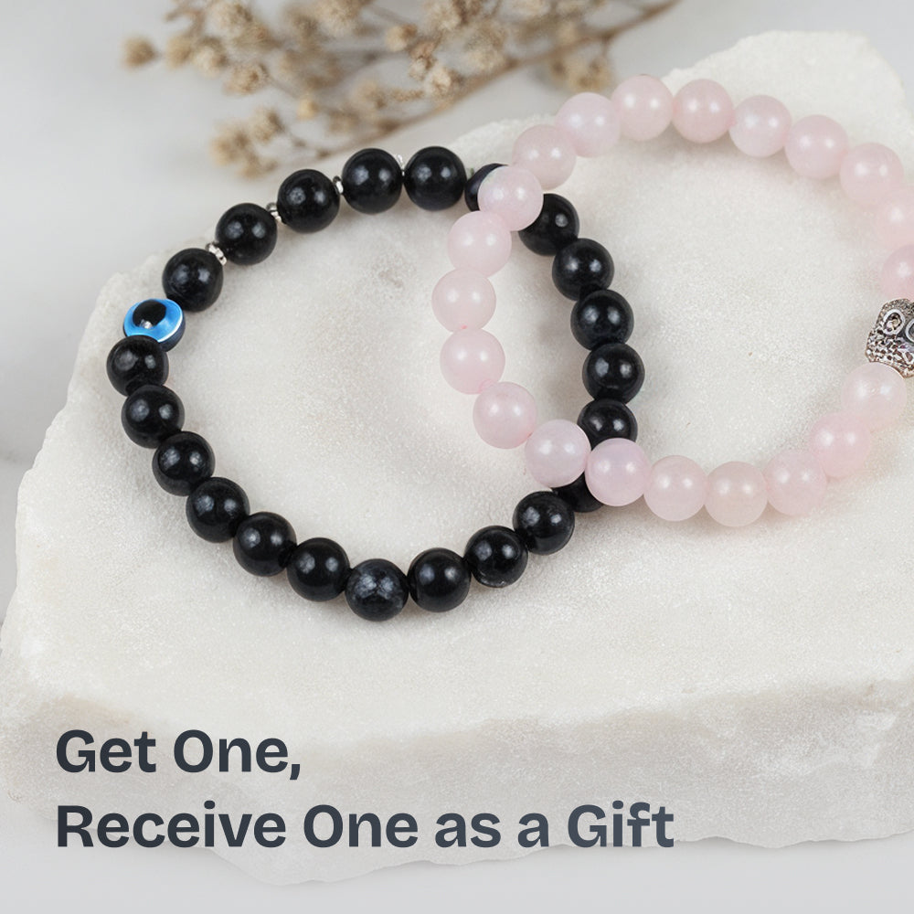 Rose Quartz & Evil Eye Bracelet