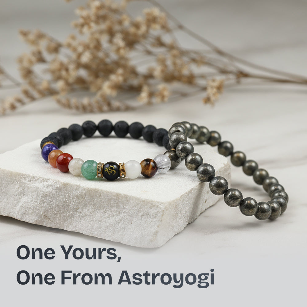 Navgrah Bracelet & Raw Pyrite Bracelet