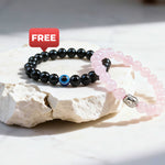 Rose Quartz & Evil Eye Bracelet