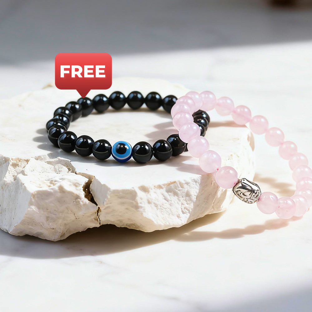 Rose Quartz & Evil Eye Bracelet