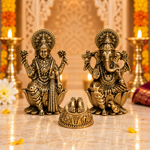 3-In-1 Brass Set for Wealth & Blessings