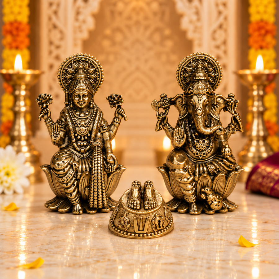 3-In-1 Brass Set for Wealth & Blessings