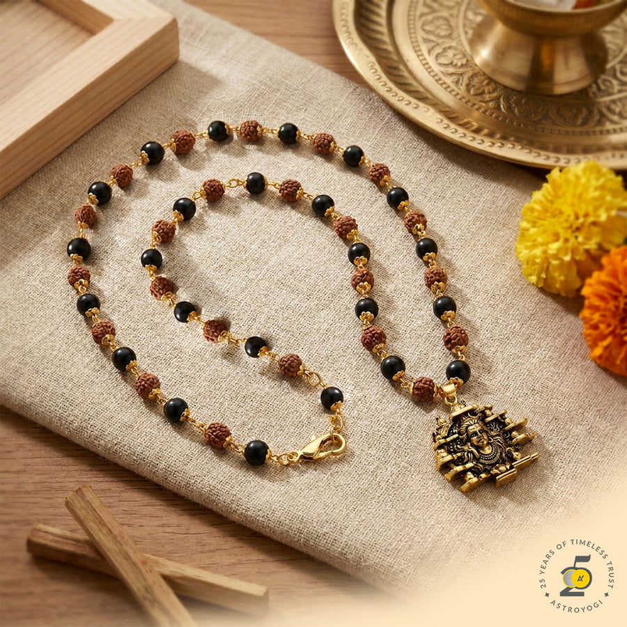 Lord Shiva Pendant with Rudraksha & Karungali Mala