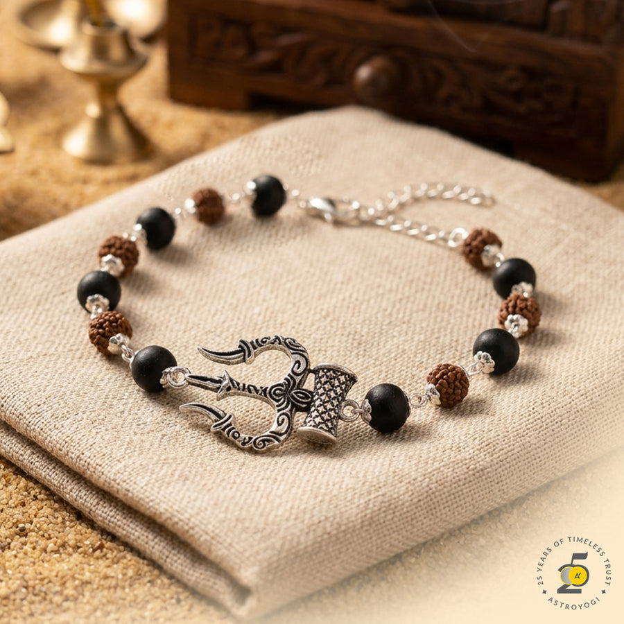 Shiva Trishul Rudraksha & Karungali Bracelet
