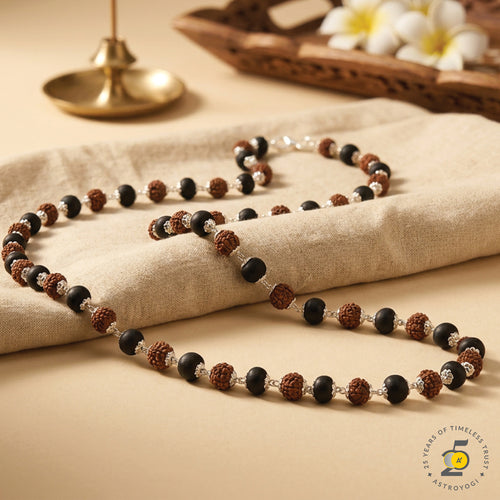 Rudraksha & Karungali Mala - 54 Beads, 6mm