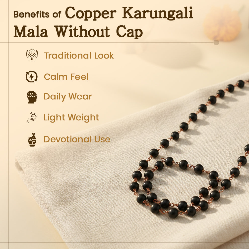 Copper Karungali Mala - 54 Beads, 8mm