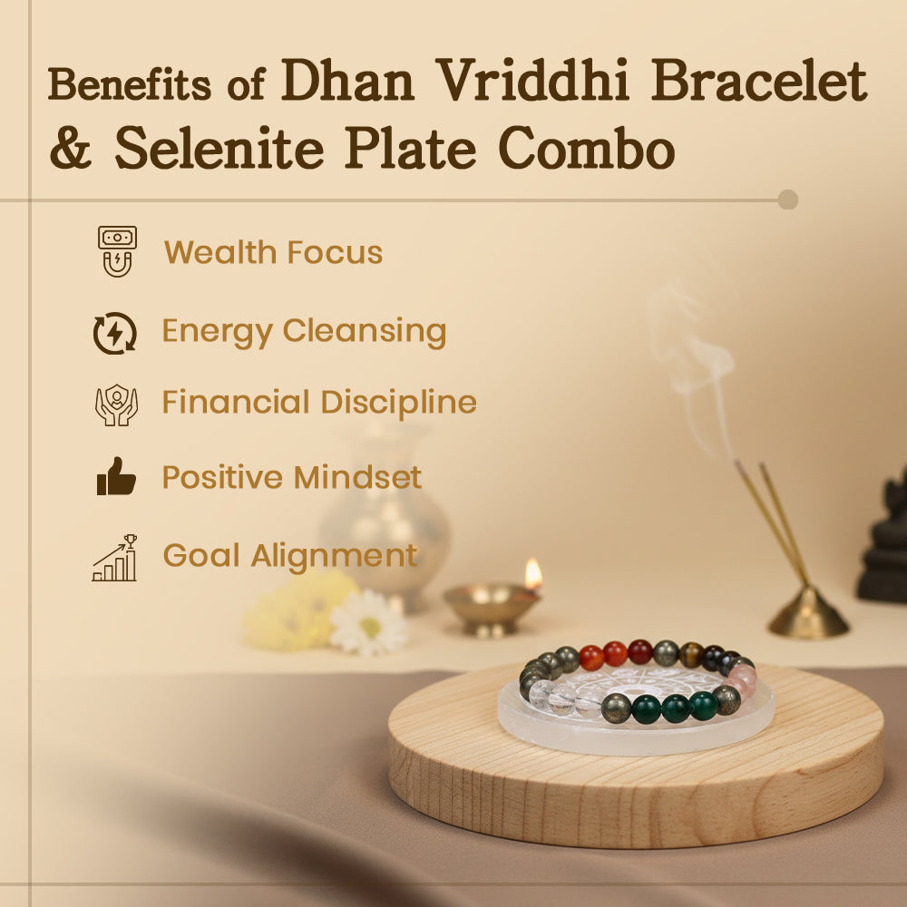 Dhan Vriddhi Bracelet & Selenite Plate Combo