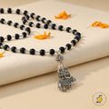 Karungali Mala with Silver Cap and Trishul Nandi Pendant