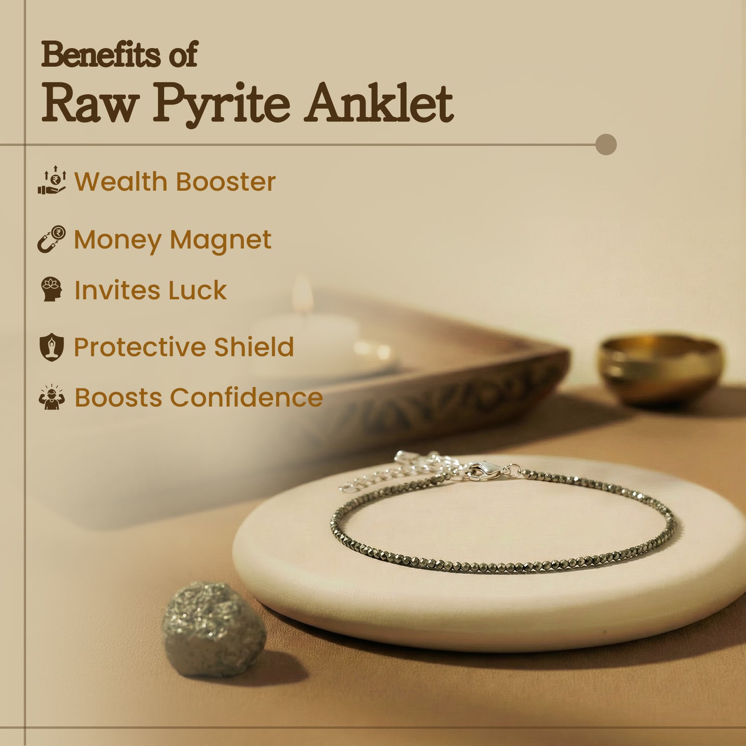 Raw Pyrite Anklet