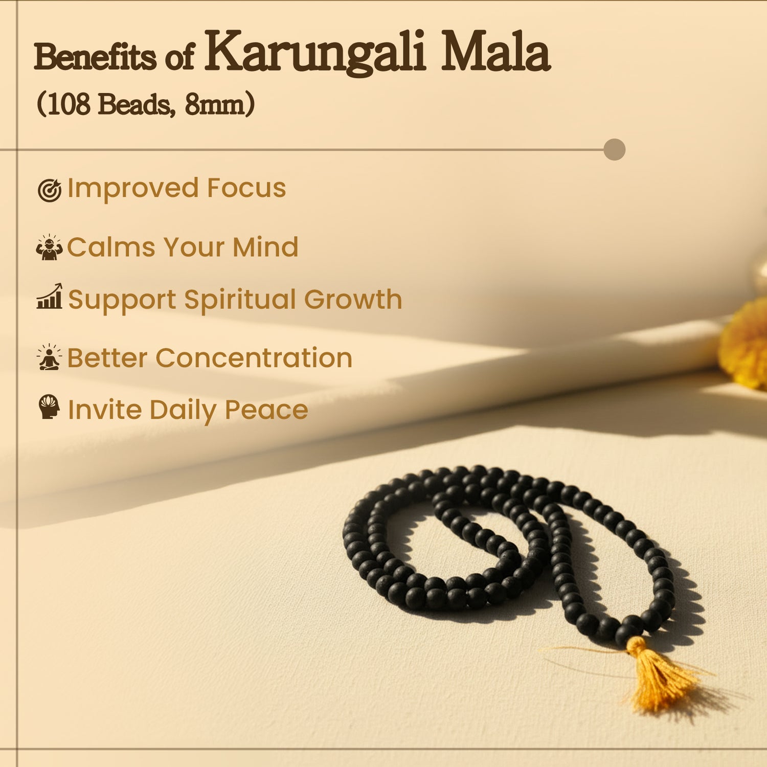 Karungali Mala - 108 Beads, 8mm