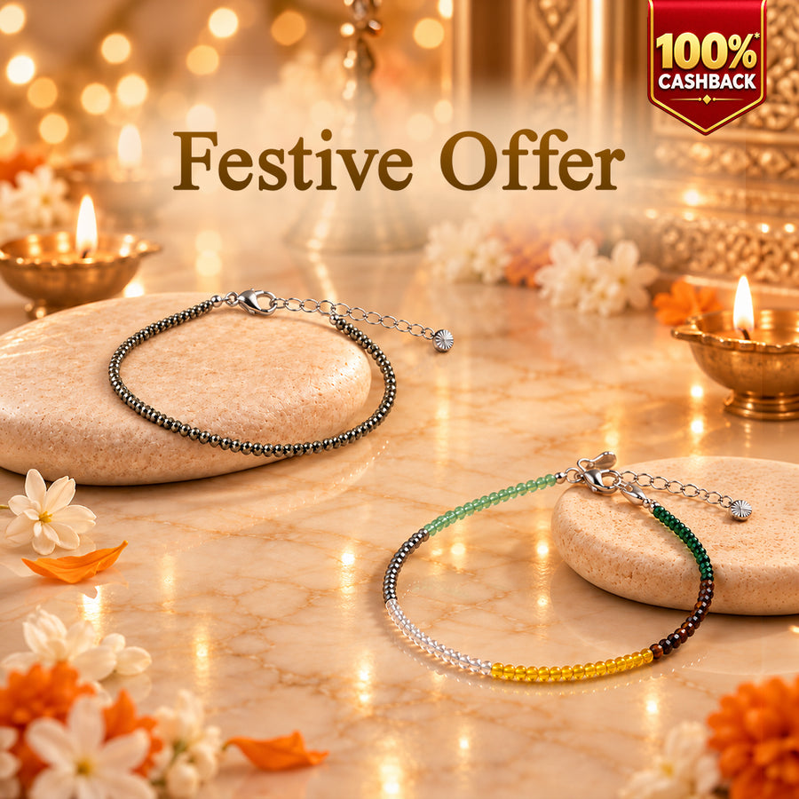 Dhan Yog Anklet & Raw Pyrite Anklet Combo