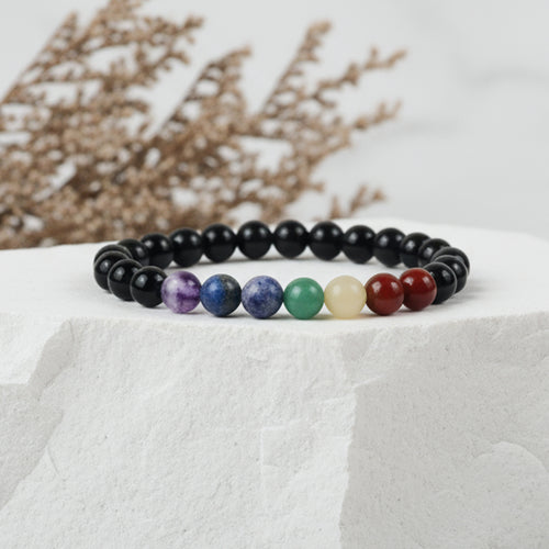 7 Chakra Black Tourmaline Bracelet