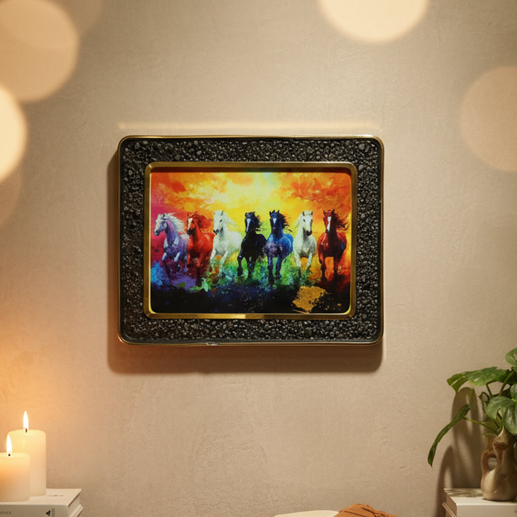 Pyrite Frame of Rainbow 7 Horses