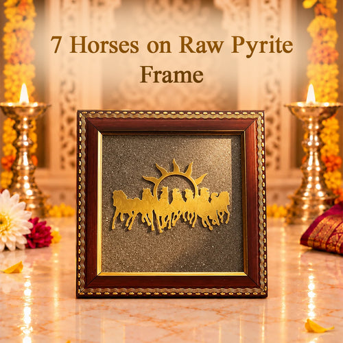 7 Horses on Raw Pyrite Frame
