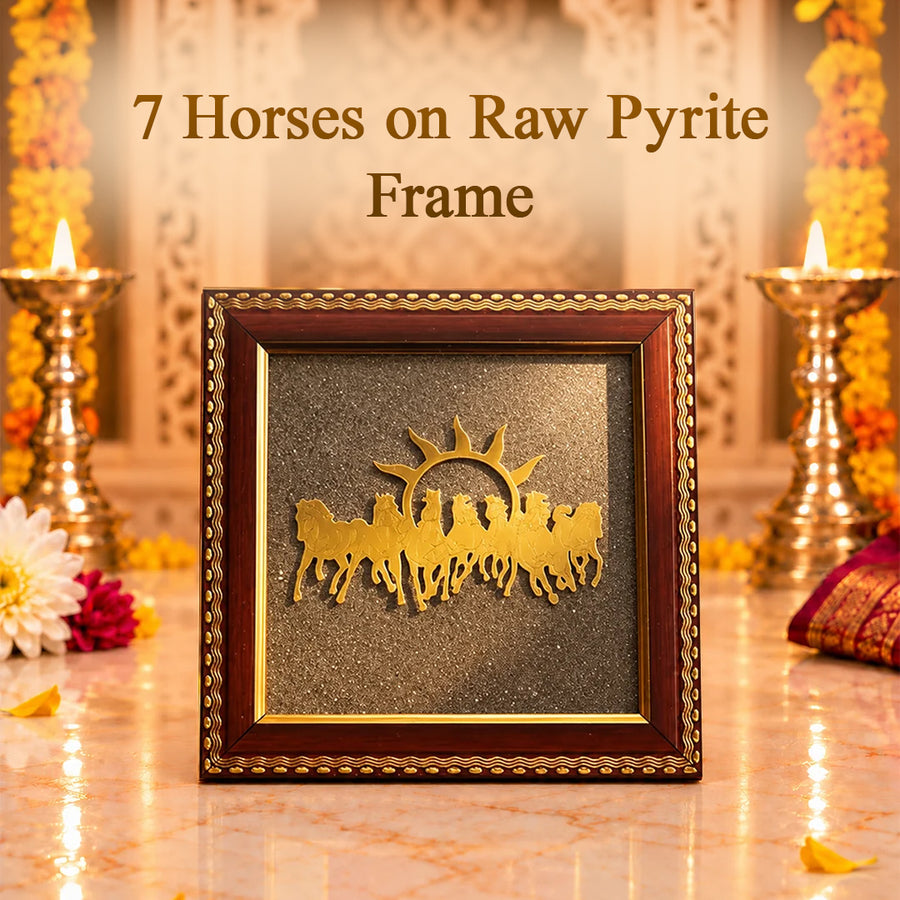 7 Horses on Raw Pyrite Frame
