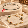 Pyrite Anklet with Dhan Yog Bracelet for Women