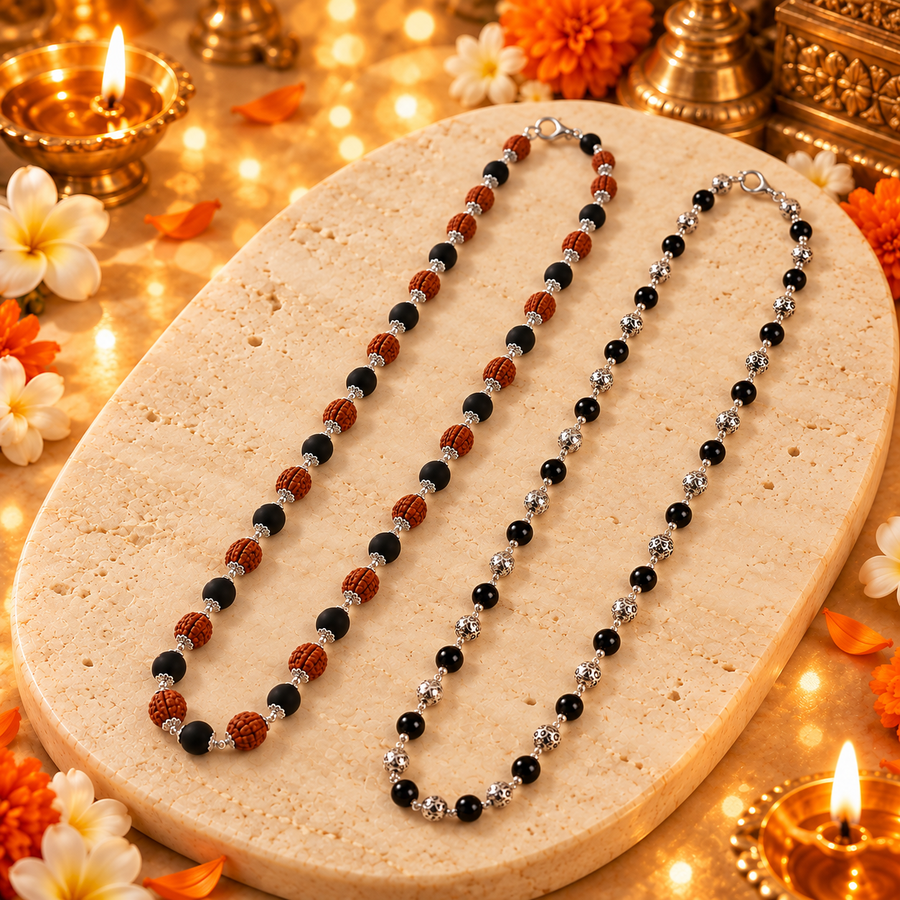 Rudraksha & Karungali Mala and OM Bead Karungali Mala Combo