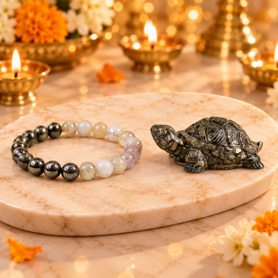 Pyrite Tortoise & Dhan Varsha Bracelet Combo