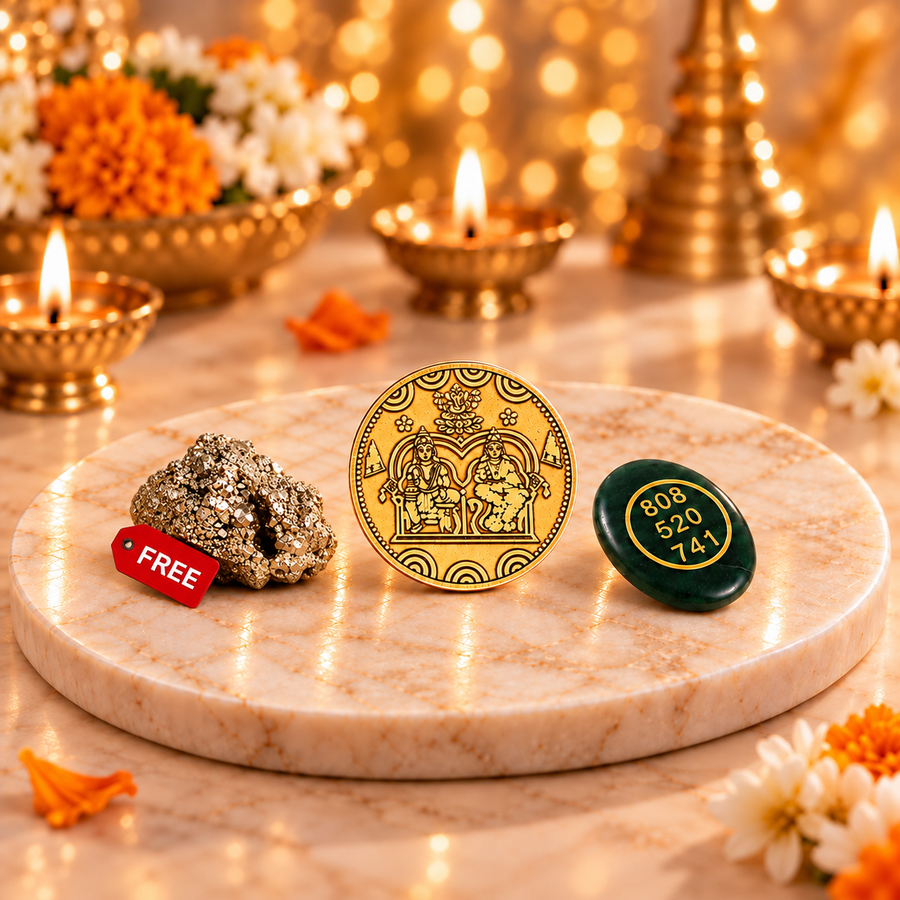Kuber Coin & Money Coin with FREE Raw Pyrite Stone