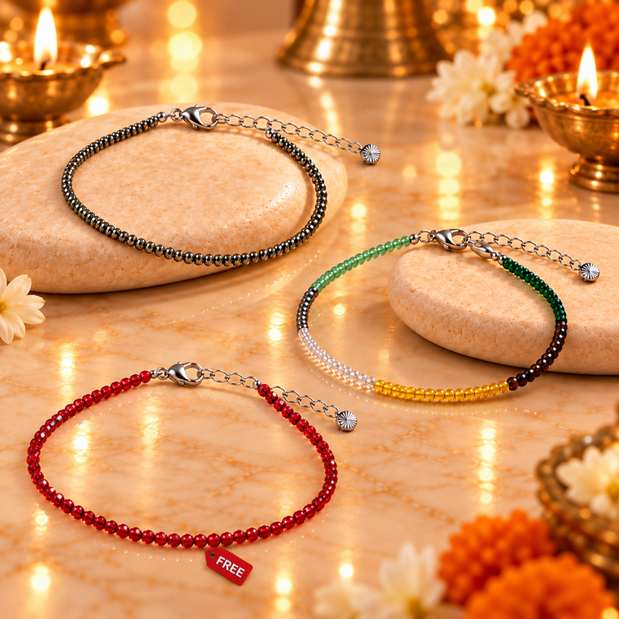 Raw Pyrite Anklet & Dhan Yog Anklet with FREE Garnet Anklet