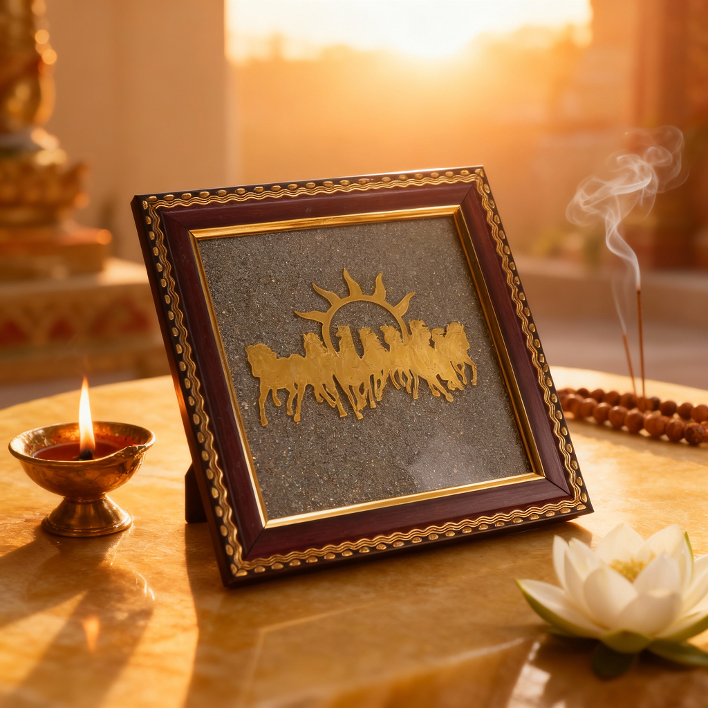 7 Horses on Raw Pyrite Frame