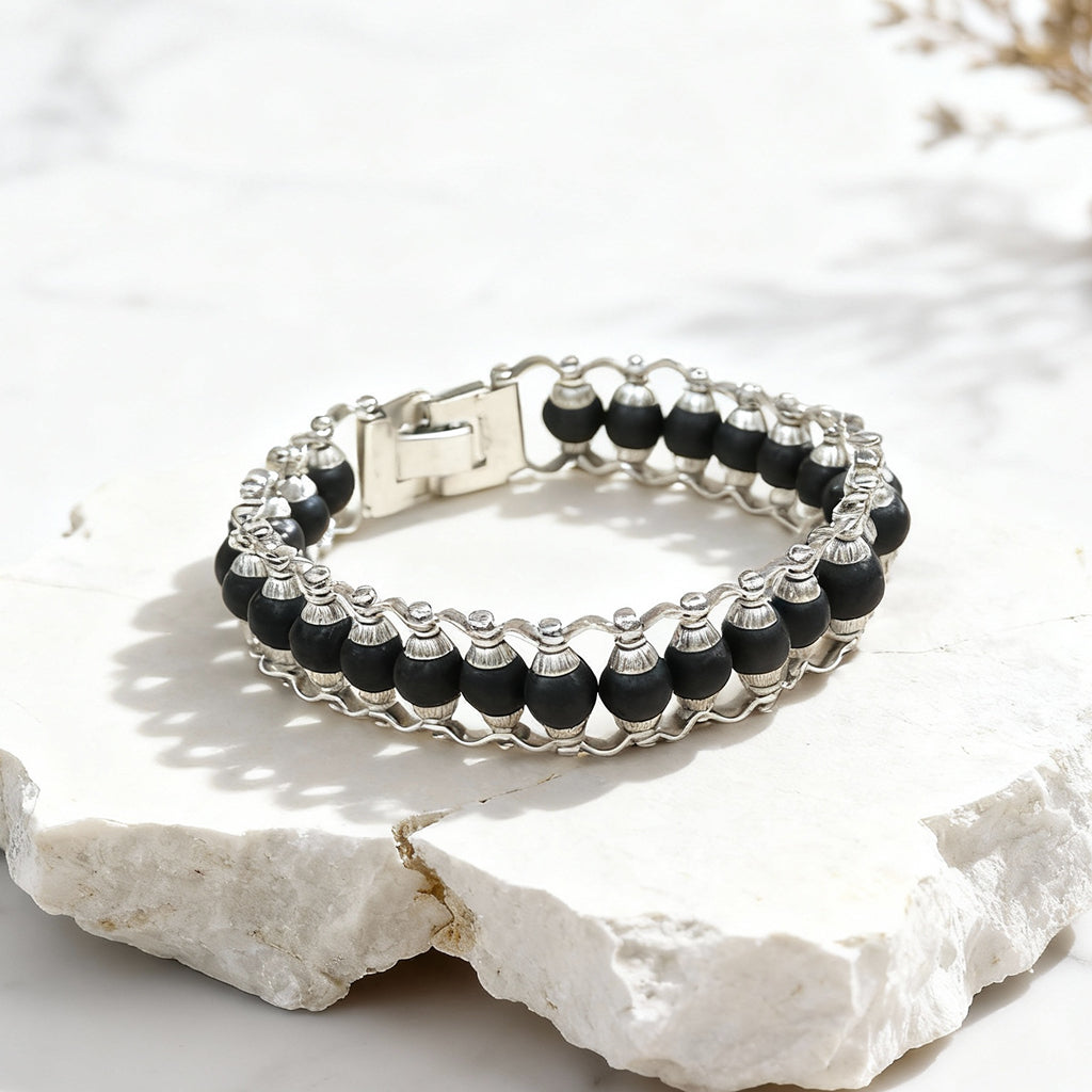 Silver Plated Karungali Bracelet