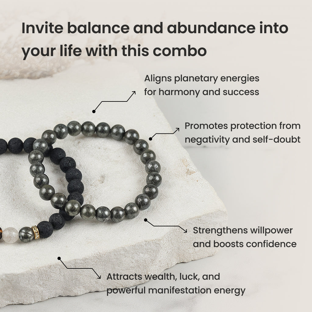 Navgrah Bracelet & Raw Pyrite Bracelet