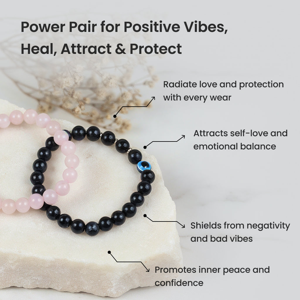Rose Quartz & Evil Eye Bracelet