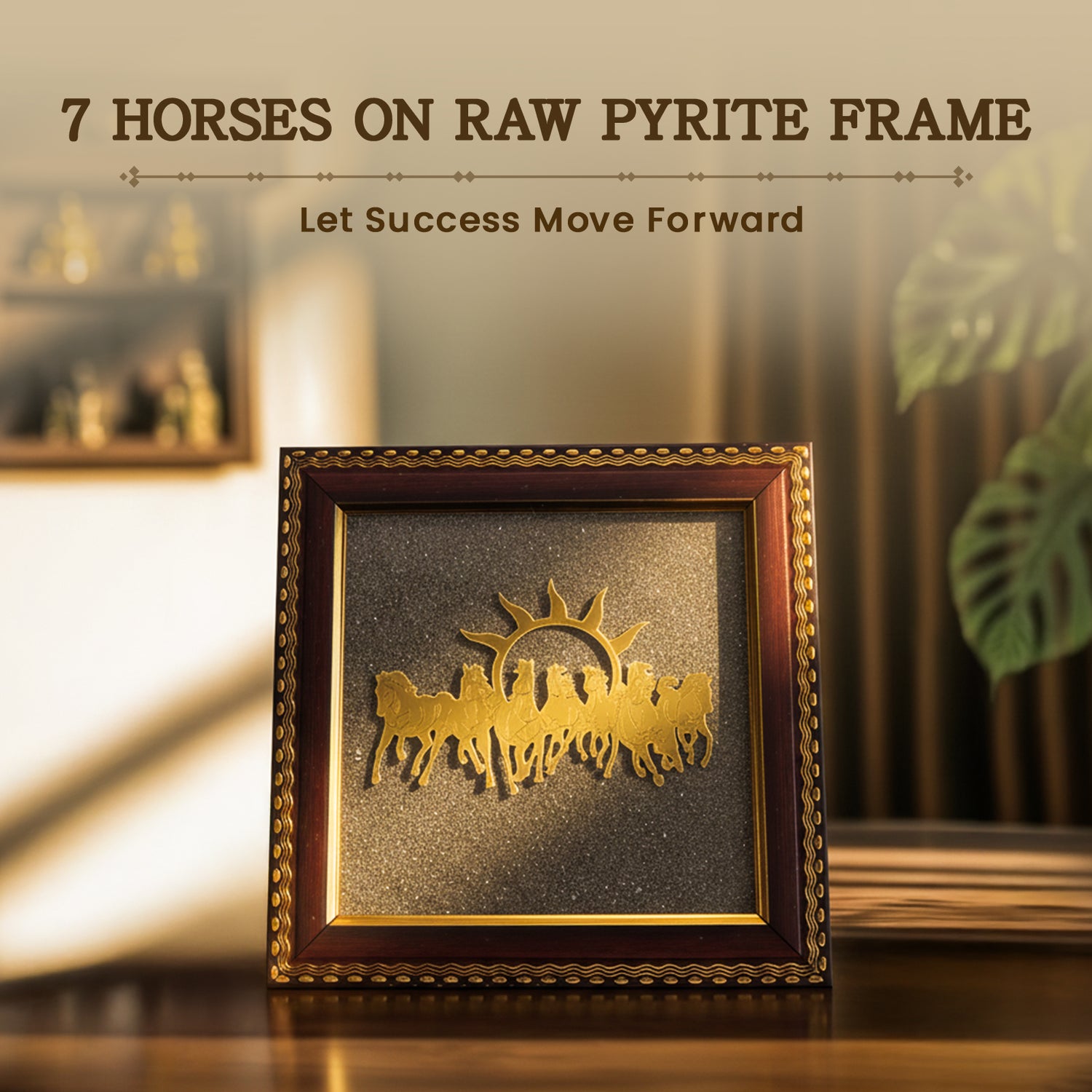 7 Horses on Raw Pyrite Frame