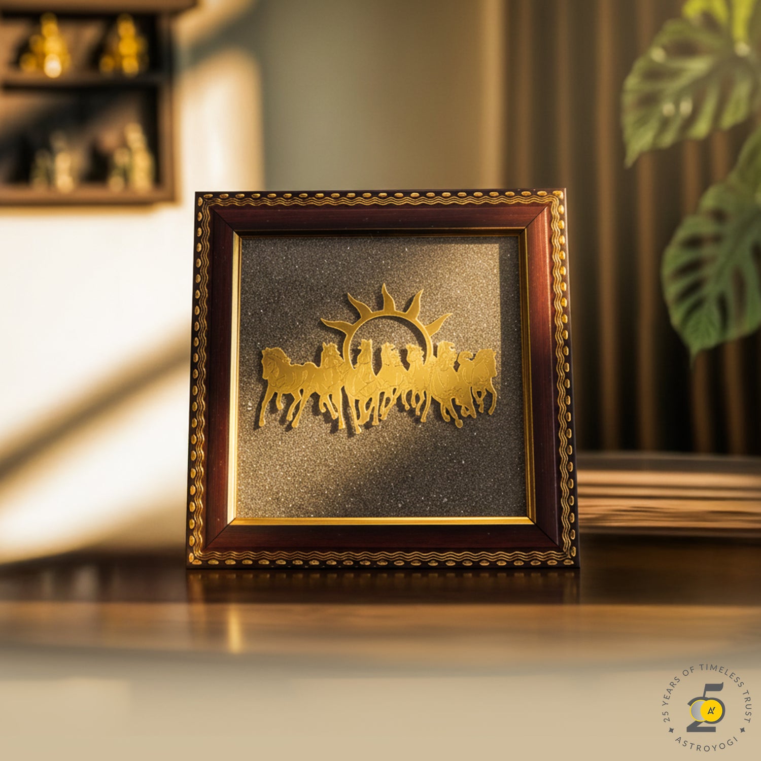 7 Horses on Raw Pyrite Frame