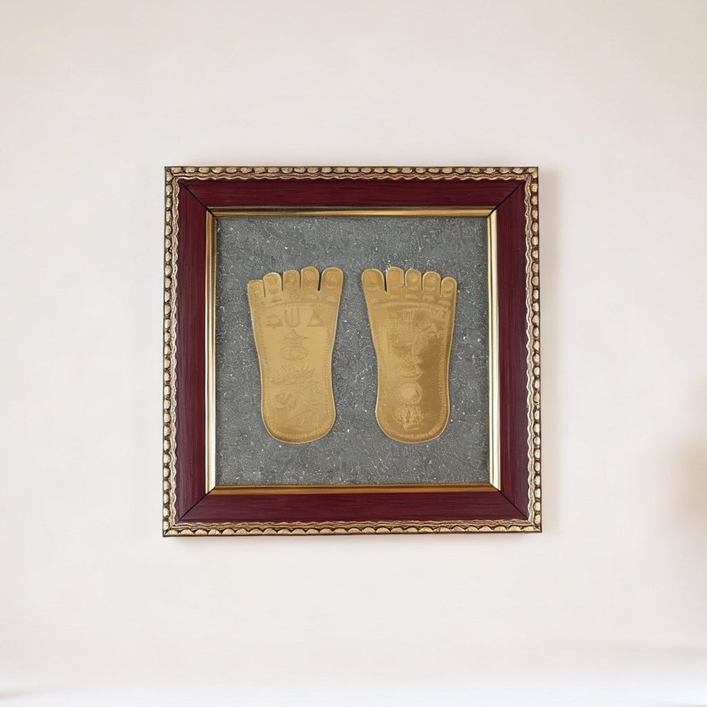 Lakshmi Ji Charan Paduka On Raw Pyrite Frame