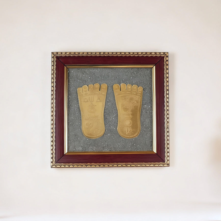 Lakshmi Ji Charan Paduka On Raw Pyrite Frame