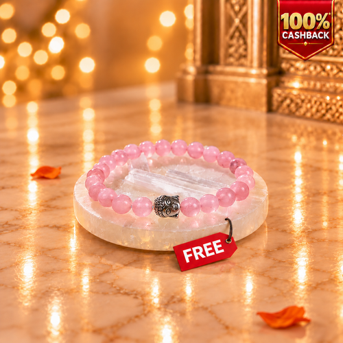 Rose Quartz Bracelet with Raw Moroccan Charging Plate