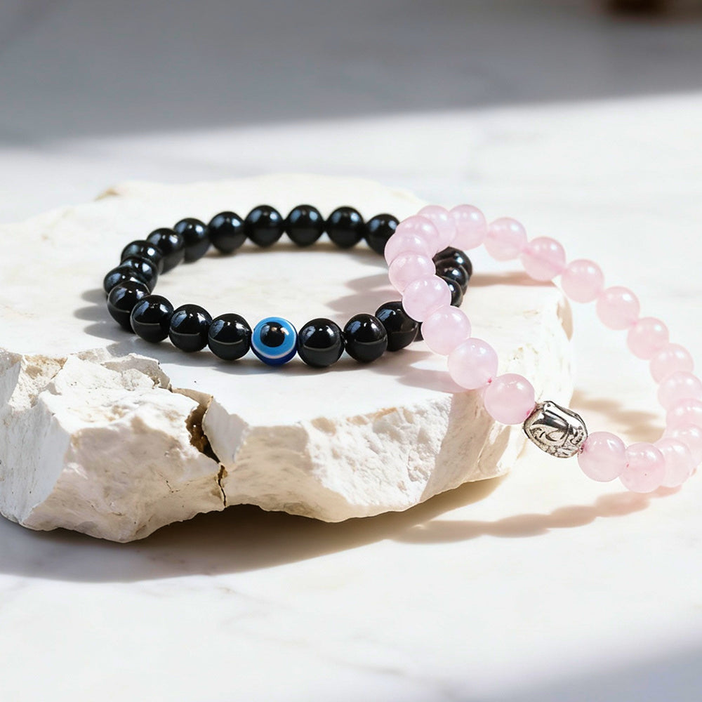 Rose Quartz & Evil Eye Bracelet