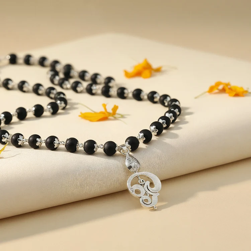 Lord Murugan Vel Pendant | Silver Cap Karungali Mala Govt. Certified